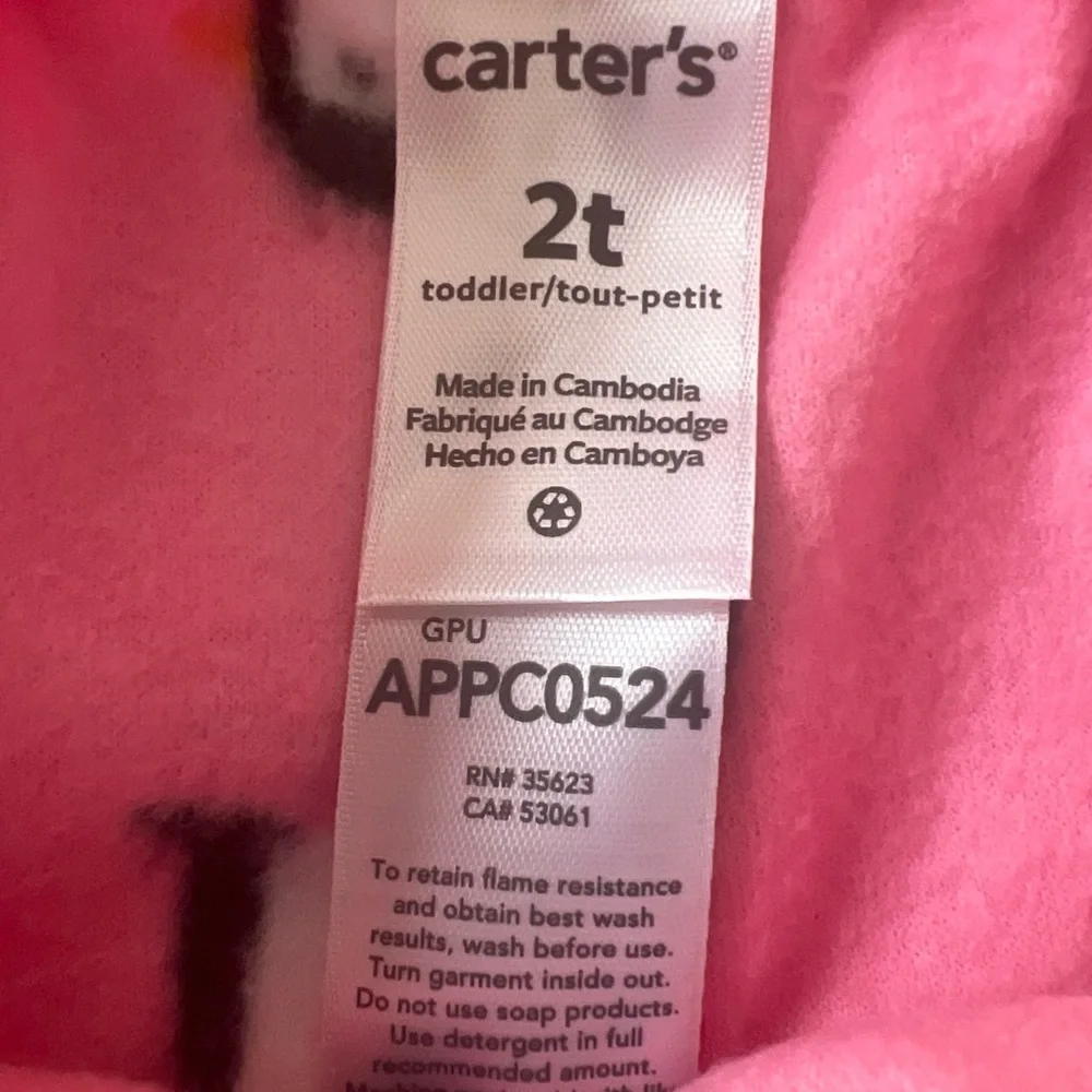 Carter's Toddler Girl 2-Piece Penguin Matching Cotton &‎ Fleece PJs Size 2T